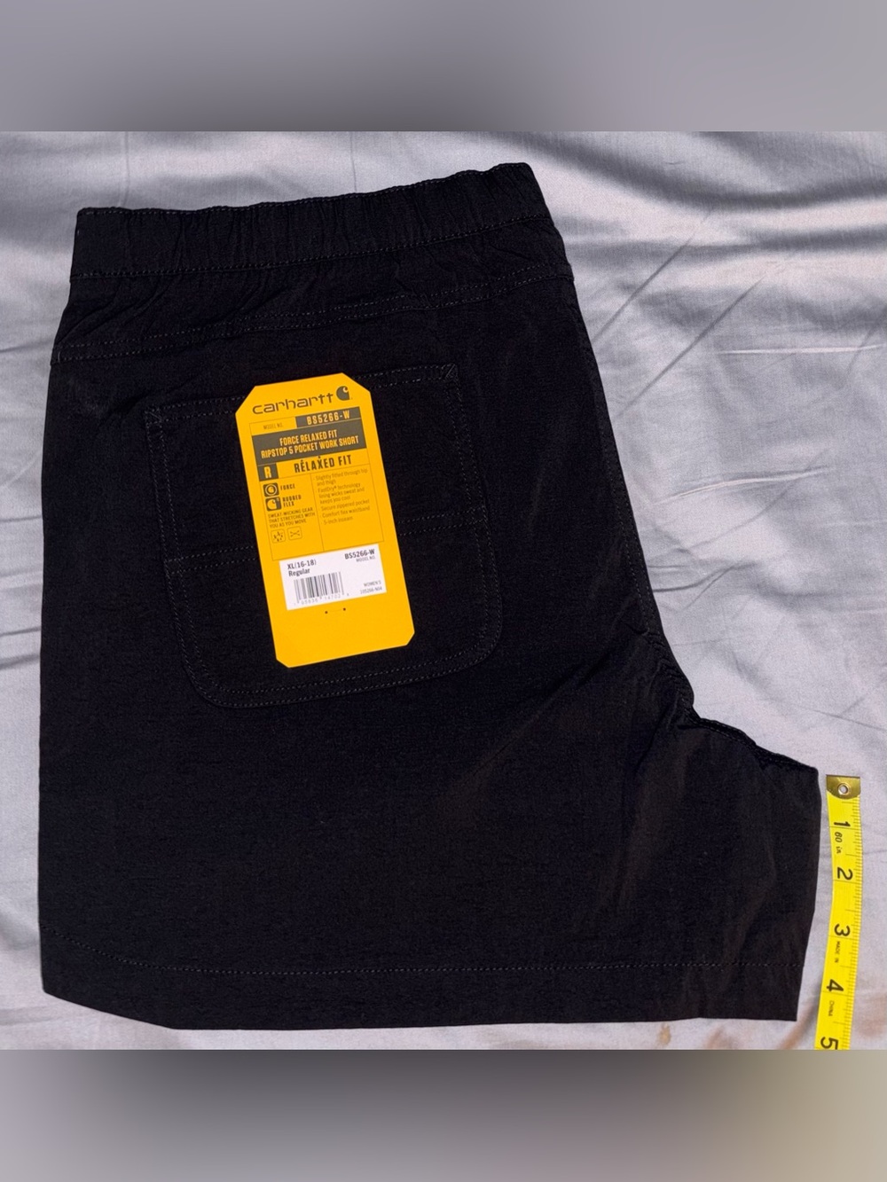 Carhartt Women's Force Relaxed Fit Ripstop 5-Pocket Work Shorts in Black Sz XL